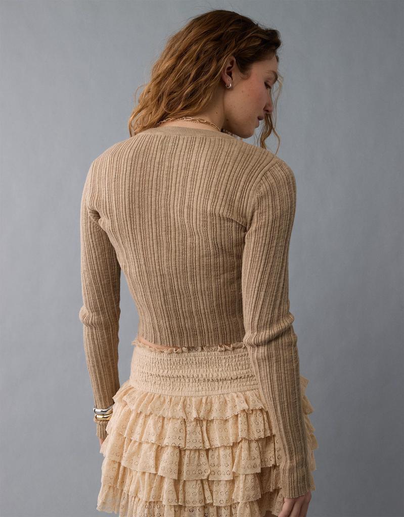 AE AE Ribbed Crew Neck Cardigan