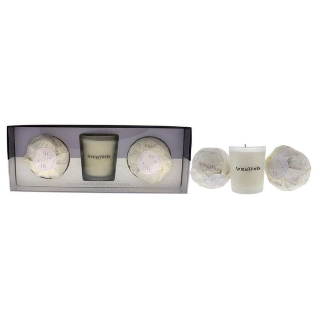 AromaWorks 2.65 oz Light Candle Scent Set with Mini AromaBomb Petitgrain & Lavender for Unisex - 3 Piece - 2 Piece