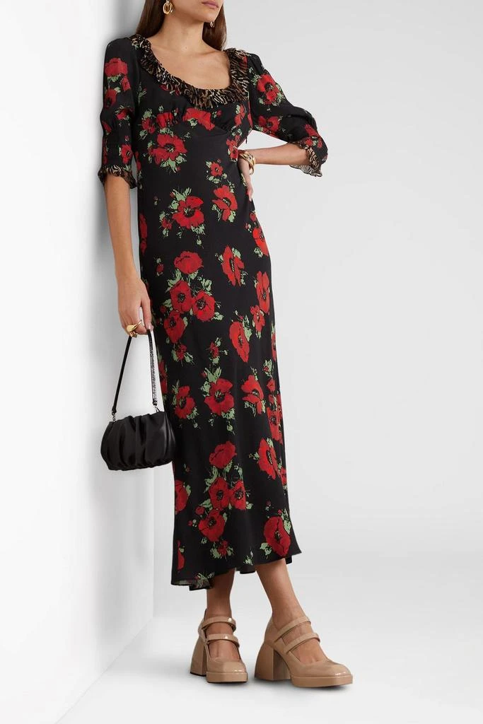 Rixo Juliette ruffled printed crepe midi dress 2