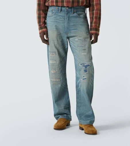 RRL Plainfield distressed straight jeans 3