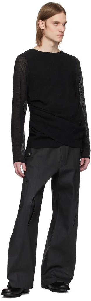 Omar Afridi Black Draped Long Sleeve T-shirt 4
