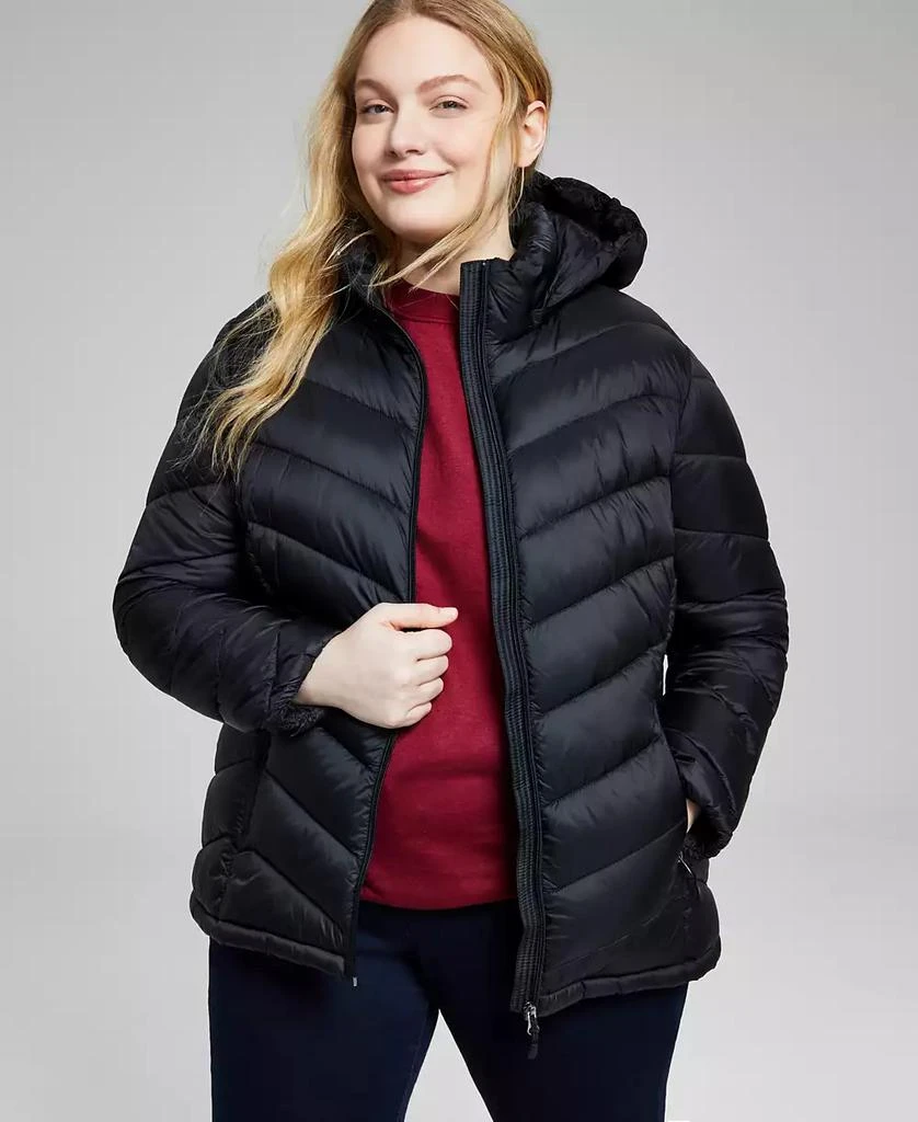 Charter Club Plus Size Packable Hooded Puffer Coat, Created for Macy's 1