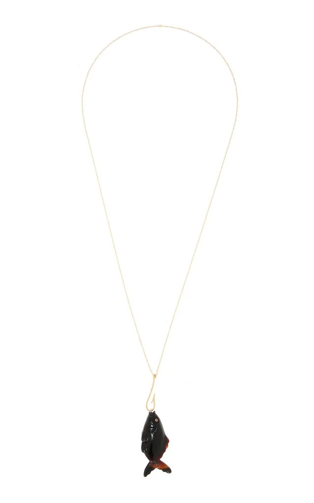 Annette Ferdinandsen Annette Ferdinandsen - Enchanted Fish 14K Gold Onyx and Ruby Necklace - Black - OS - Moda Operandi - Gifts For Her 1