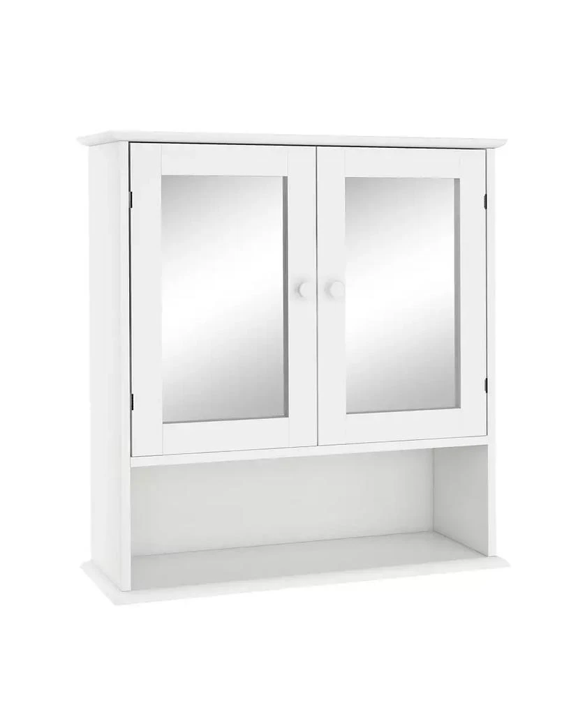 Flynama Bathroom Wall Cabinet with Doule Mirror Doors and Shelvs
