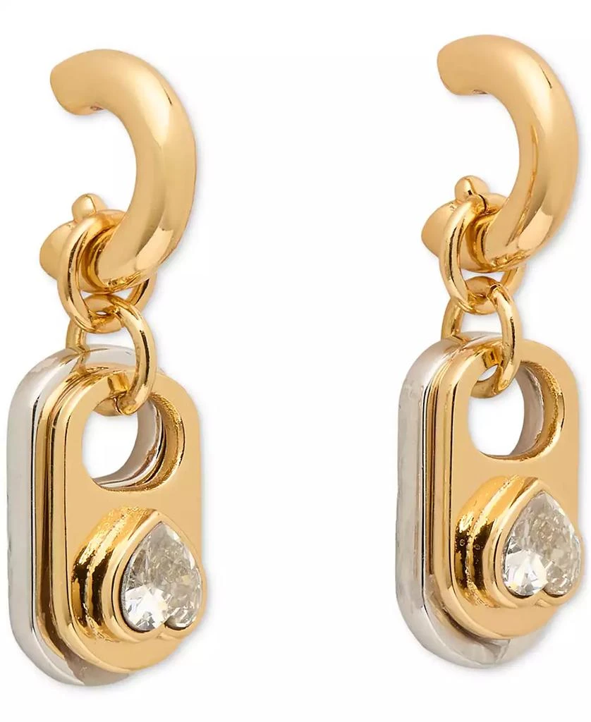 Kate Spade Two-Tone Crystal Pop Tab Charm Hoop Earrings 1
