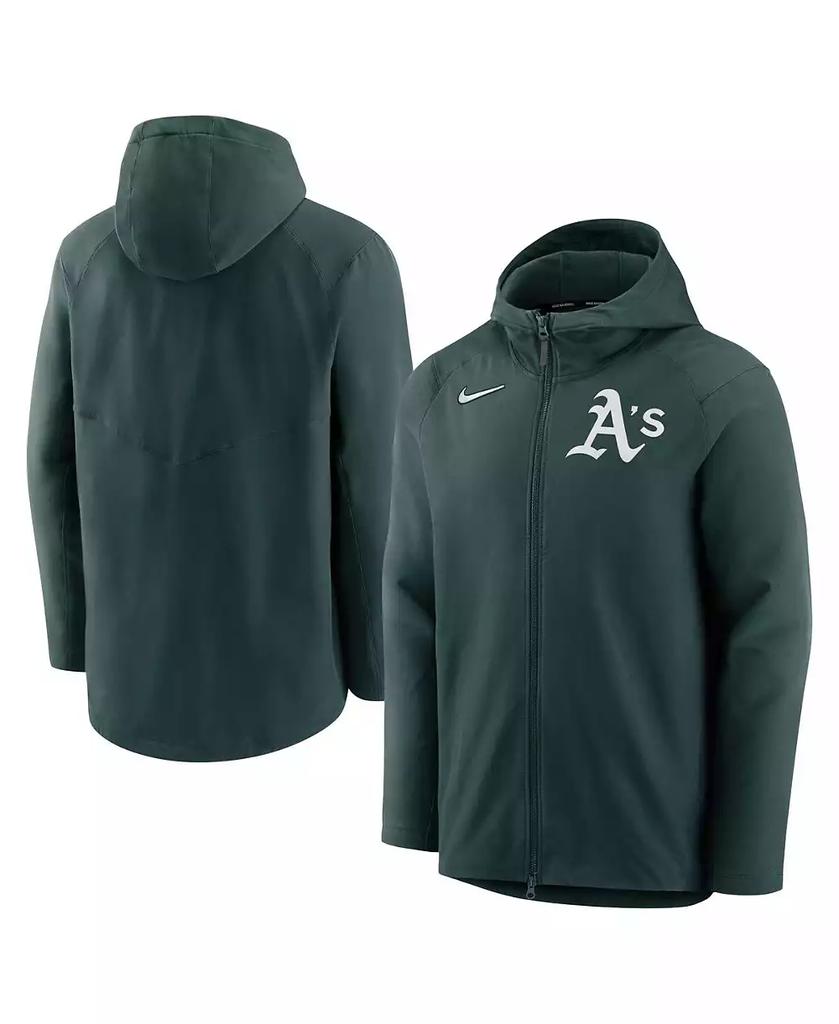 NIKE Men's Green Oakland Athletics Authentic Collection Performance Raglan Full-Zip Hoodie