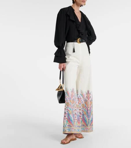 ETRO Printed cotton-blend wide-leg pants 2