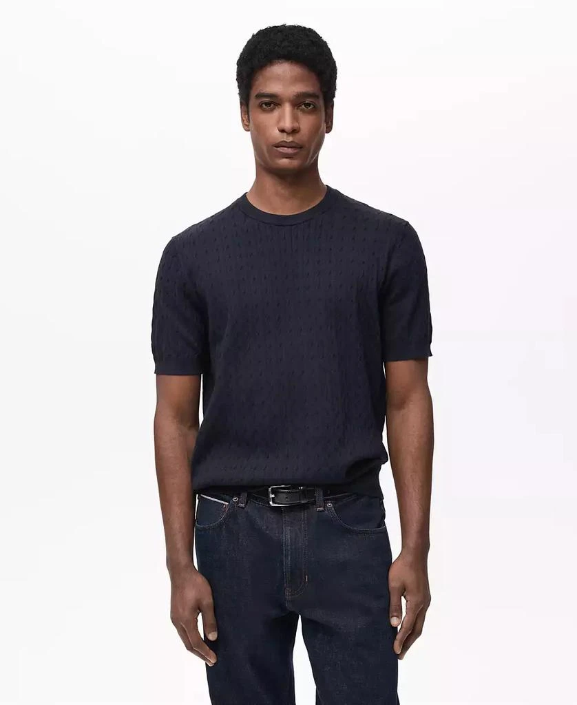 Mango Men's Braided Fine-Knit T-Shirt 1