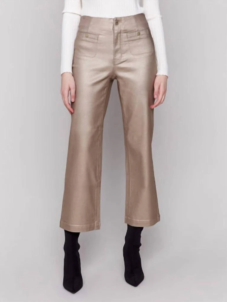 CHARLIE B Charlie B - Metallic Wax Flared Pants