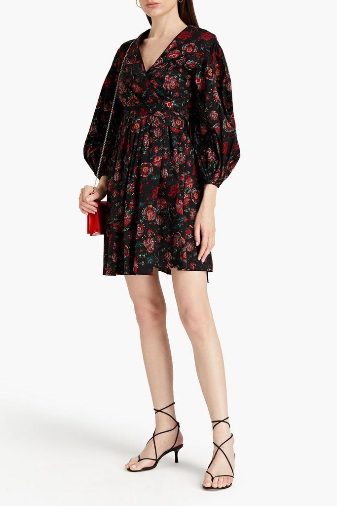Diane von Furstenberg Barbe pleated floral-print cotton-blend poplin mini wrap dress