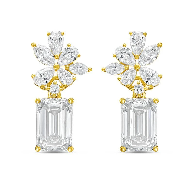Diana M Jewels 14KT YELLOW GOLD LAB GROWN DIAMOND FASHION  EARRINGS WEIGHING 10.00 CTS TW