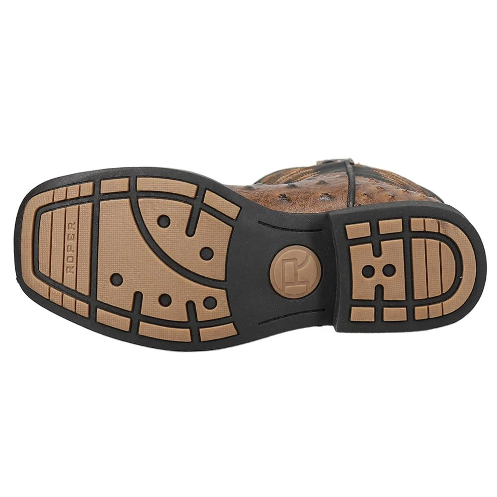 Roper Jed Ostrich Square Toe Cowboy Boots (Big Kid) 5