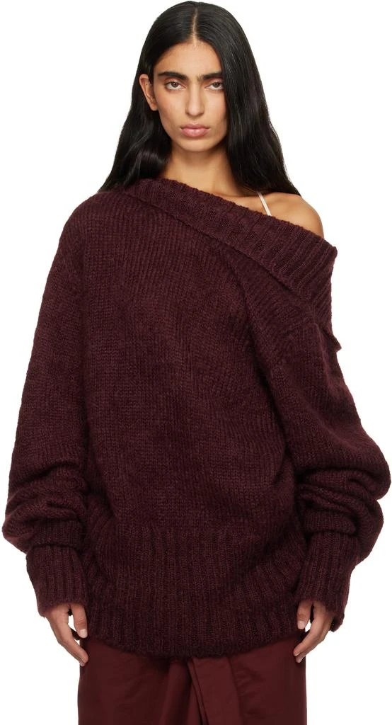 Dries Van Noten Burgundy Oversized Mohair Turtleneck 1