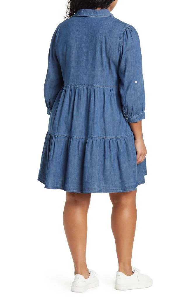 Shop Ruffle Hem Chambray Shirt Dress on Sale at BeyondStyle – Get