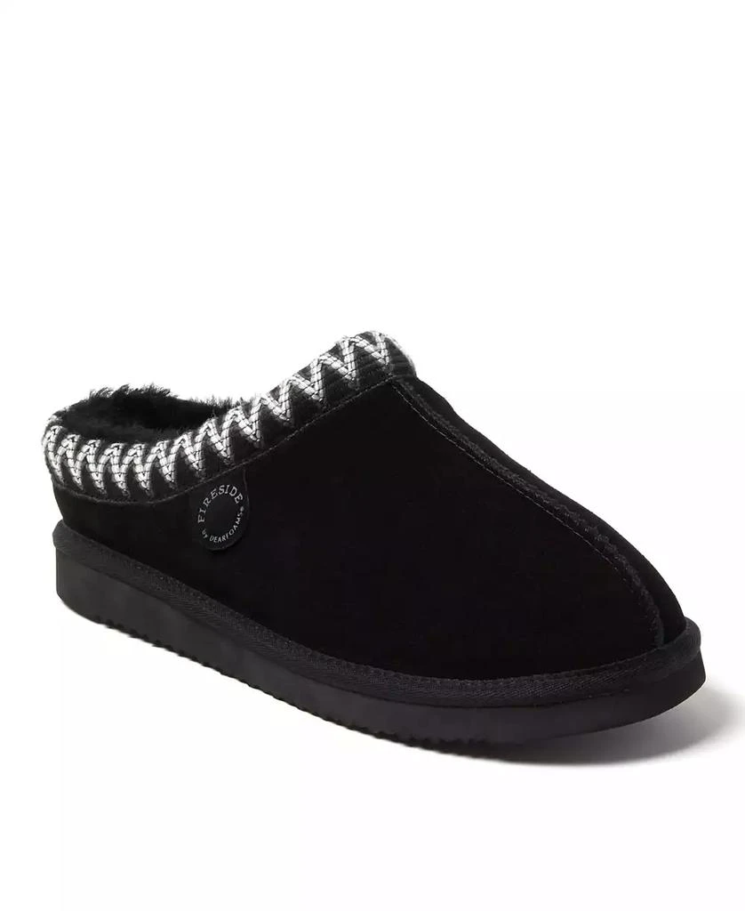 Dear Foams Dearfoams Men
s Fireside by Grafton Genuine Shearling Clog Slipper with Embroidery