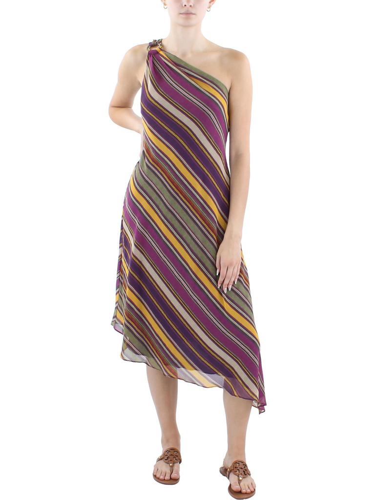 Lauren Ralph Lauren Womens Striped Tea Length Slip Dress
