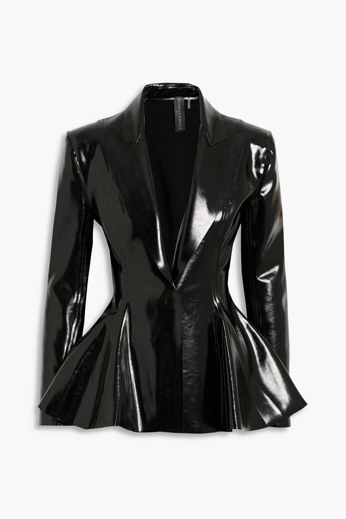 Norma Kamali Belted glossed peplum blazer