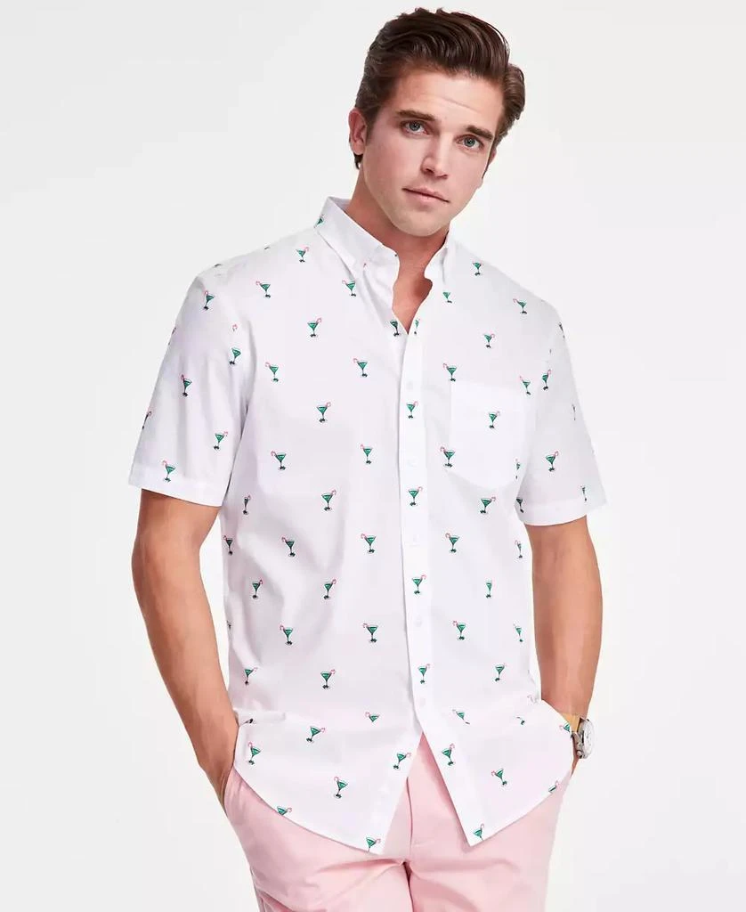 Club Room Men's Cotton Poplin Printed Short-Sleeve Shirt, Exclusively at Macy's 1