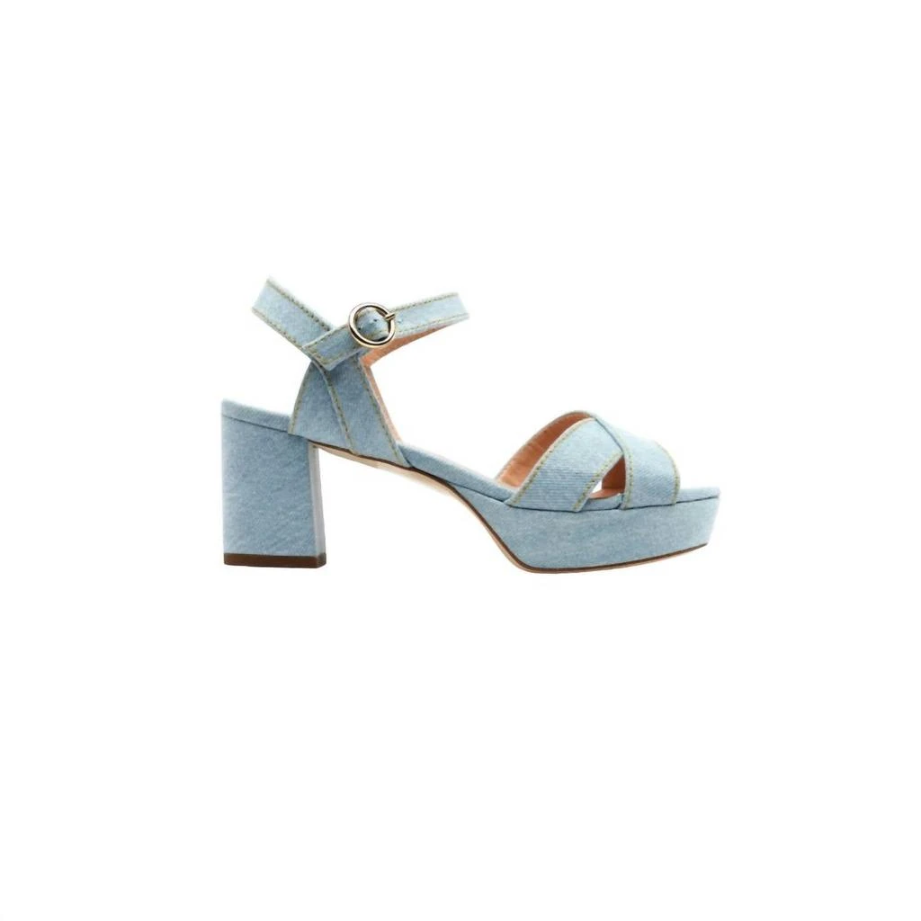Rupert Sanderson Deidre Low Platform Sandals In Washed Denim 1