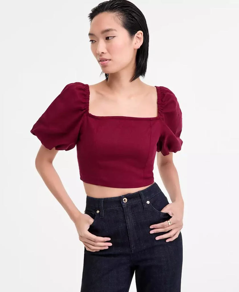 Puff Sleeve Macys Inc Tops Petite INC International Women's Puff-Sleeve  Crop Top, Exclusively At