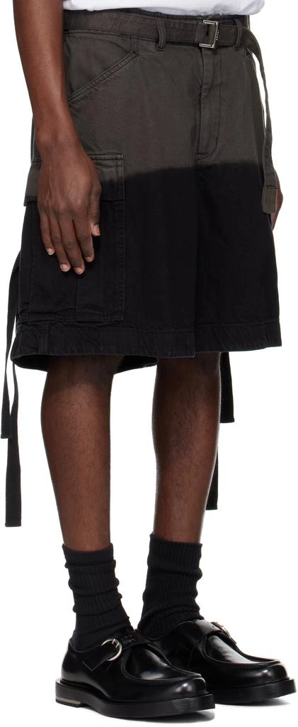 Sacai Gray & Black Garment-Dyed Cargo Shorts 2