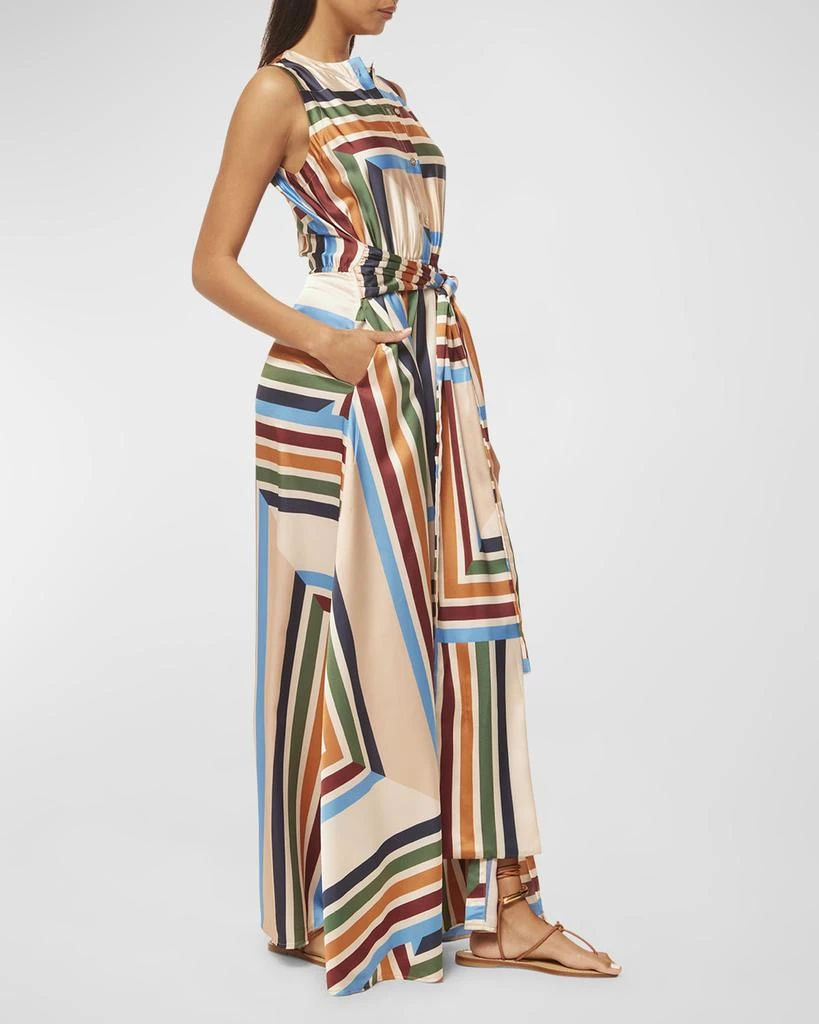 MISA Anabella Geo Stripe Tie-Waist Sleeveless Maxi Dress 6