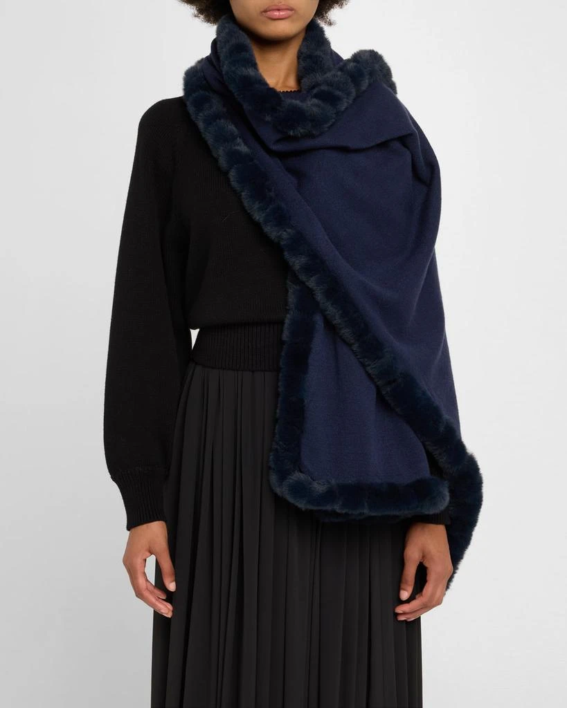La Fiorentina Solid Wrap with Faux Fur Trim 3