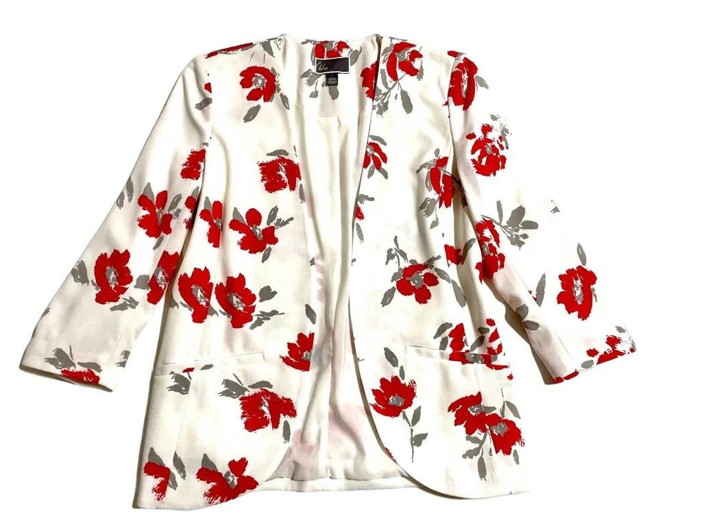 Chelsea28 Chelsea28 - Women's Floral Print Open Front 3 Quarter Sleeve Blazer 1