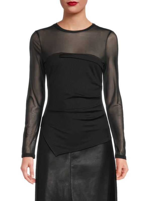 Lea & Viola Asymmetric Semi Sheer Top