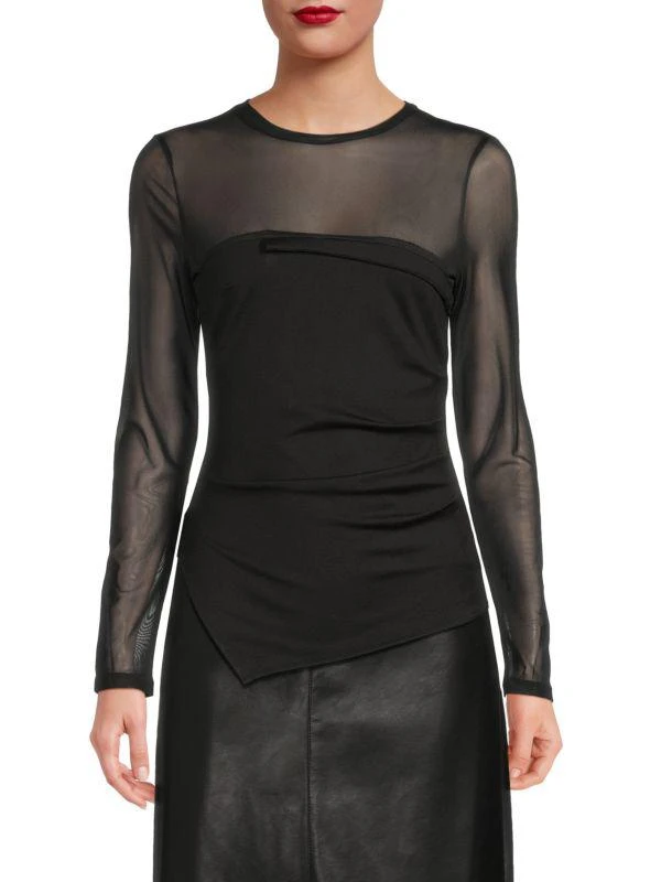 Lea & Viola Asymmetric Semi Sheer Top 1