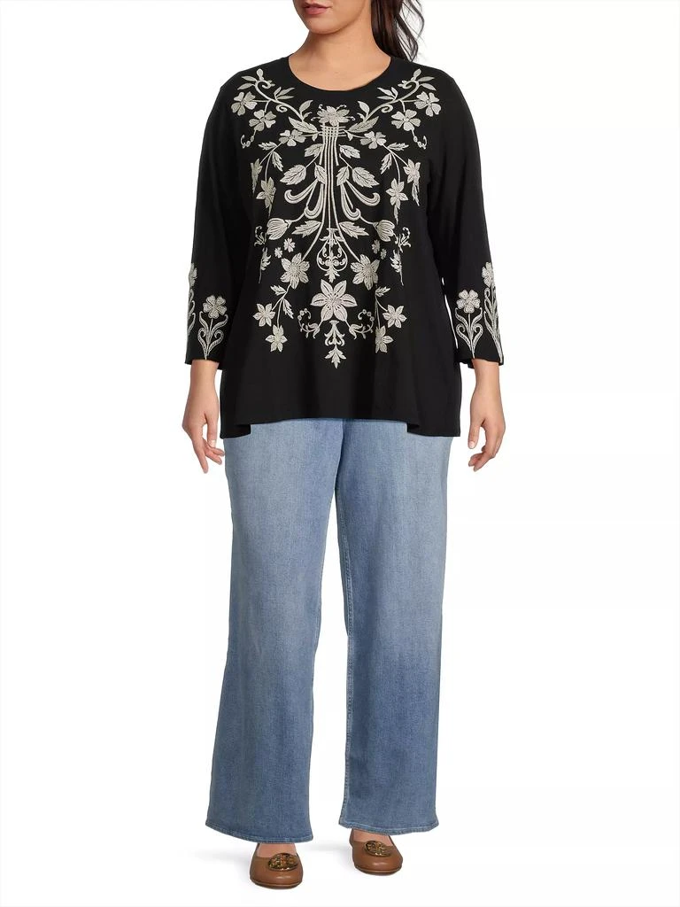 Johnny Was Plus Size, Talithia Embroidered T-Shirt 2