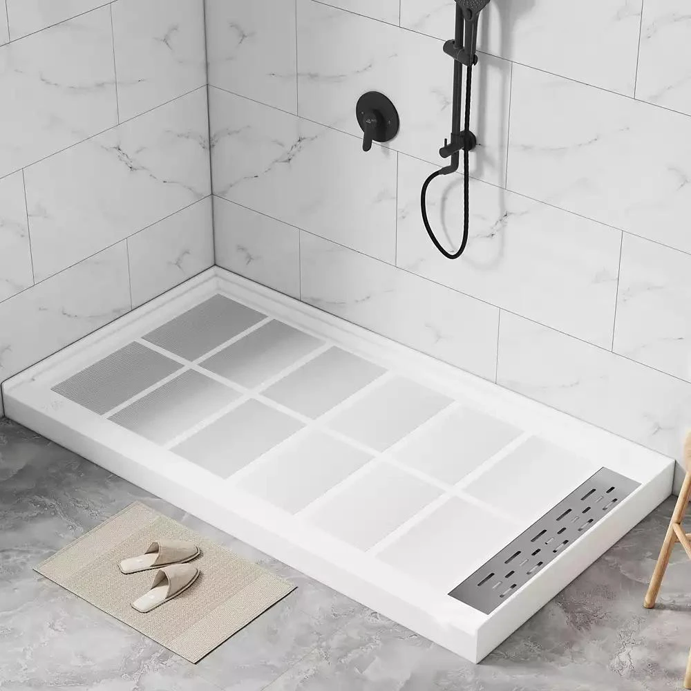 CASAINC 60"W X 32"D SMC Single Threshold Shower Base Anti-Slip Shower Pan, Drain Assembly 
Drain Cover Included