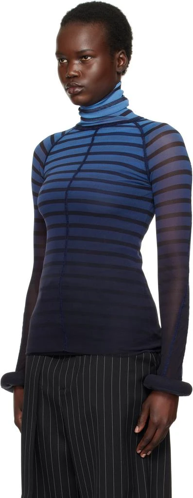 Jean Paul Gaultier Blue 'The 3D Striped' Turtleneck 4