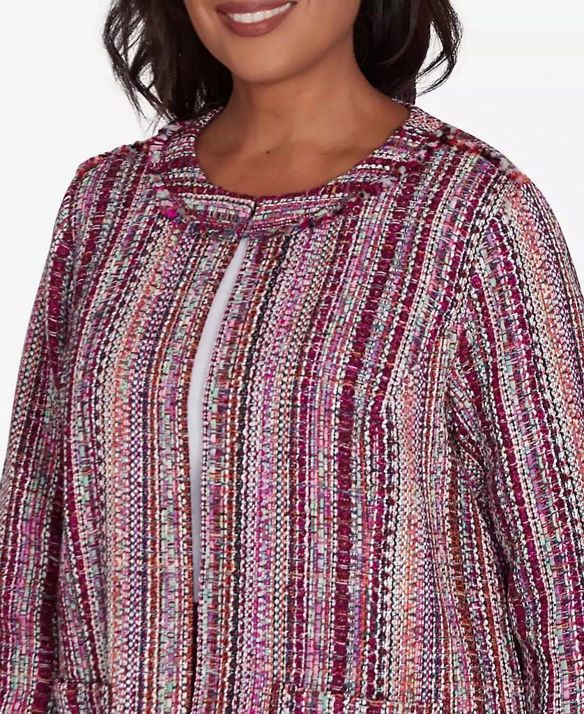 Alfred Dunner Women's Wine Country Fringe Textured Jacket 3