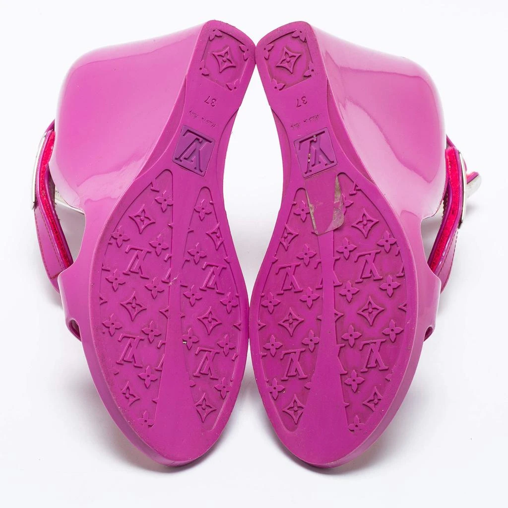 Louis Vuitton Louis Vuitton Purple Rubber Ankle-Strap Wedge Sandals Size 37 6