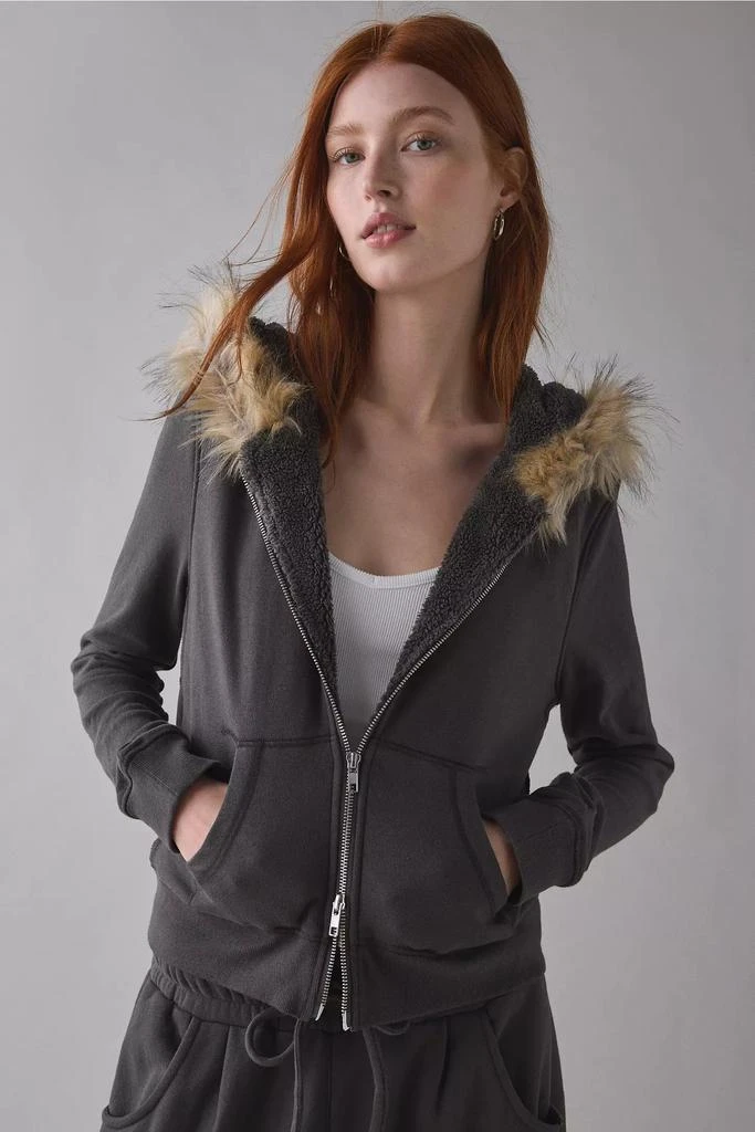 Out From Under Out From Under Bundle Up Faux Fur Trim Zip-Up Hoodie Sweatshirt