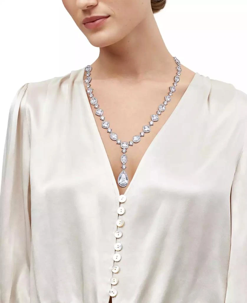 Arabella Cubic Zirconia Mixed Cut Teardrop 18" Lariat Necklace in Sterling Silver 3
