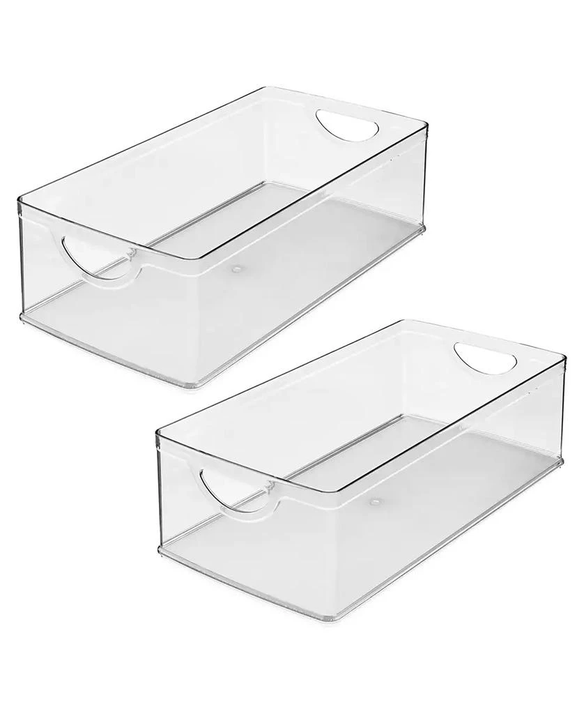 mDesign iDesign Plastic Kitchen Cabinet Storage Bins - Set of 2 - Clear