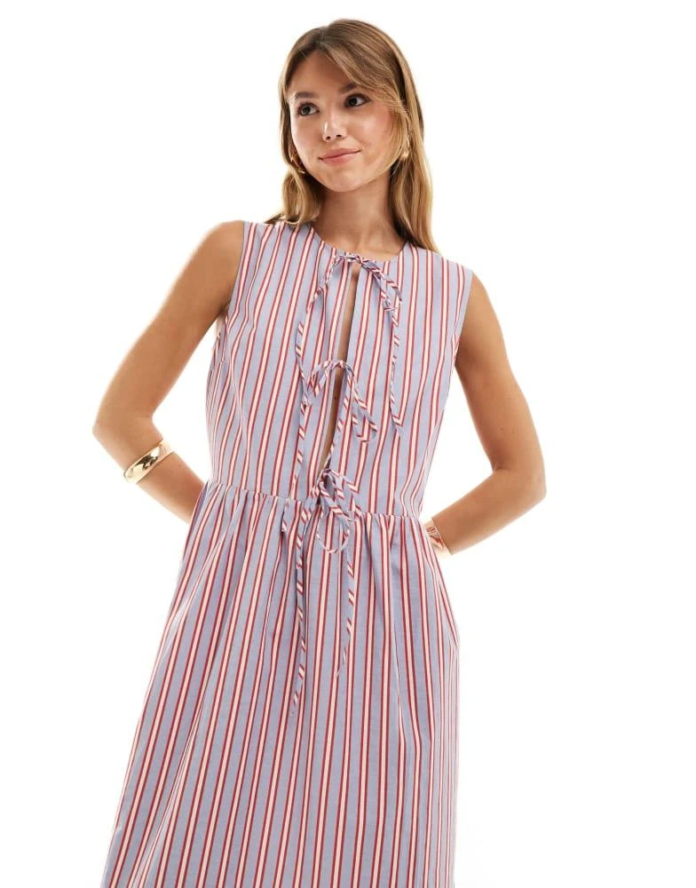 ASOS ASOS DESIGN poplin tie front maxi dress in stripe 4
