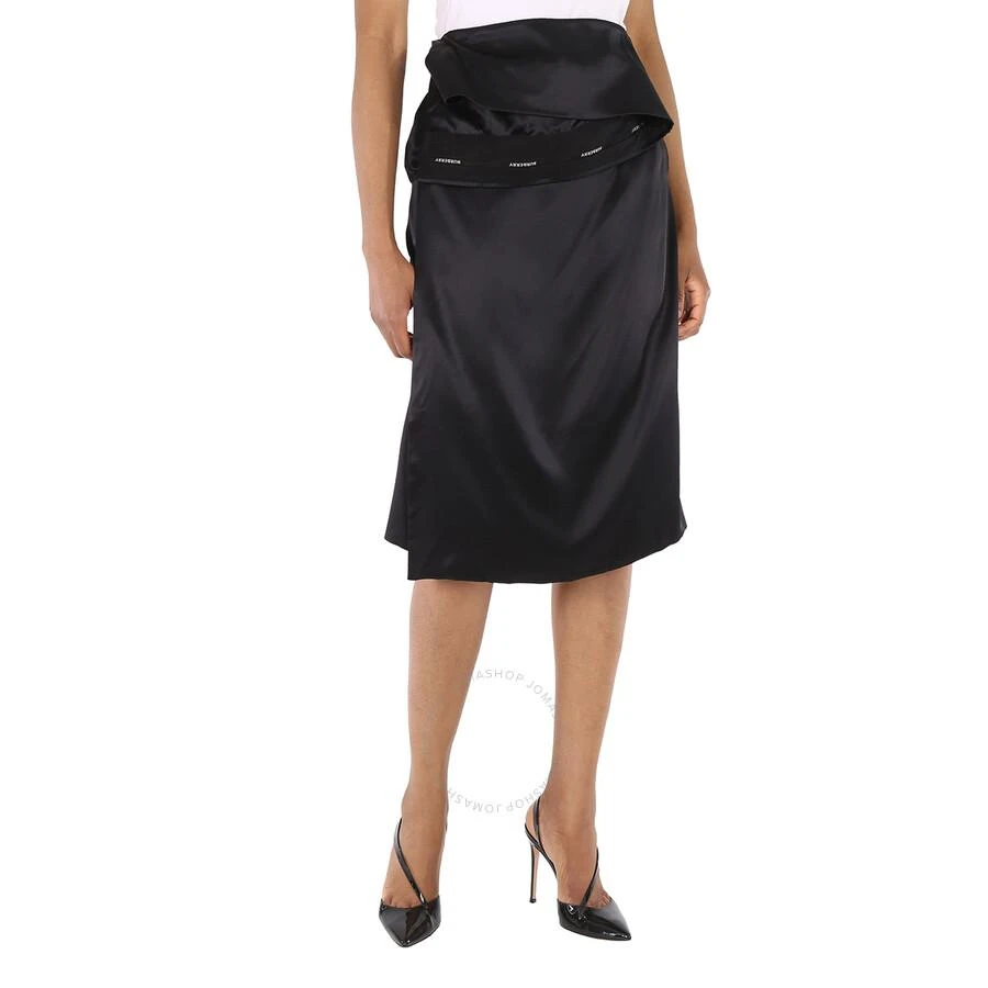 Burberry Ladies Black Silk Satin Foldover Skirt 1