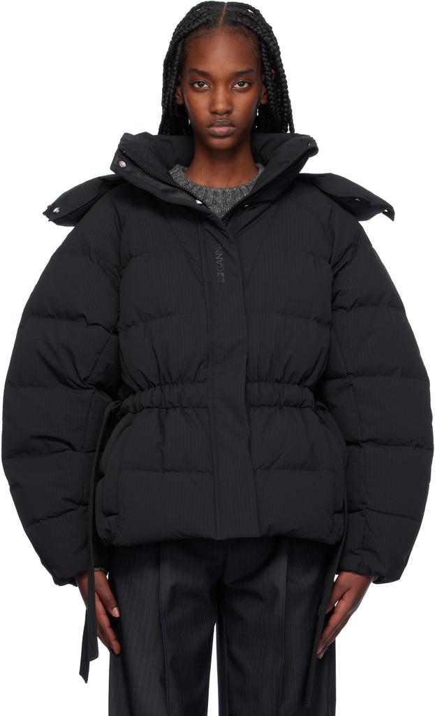 Shop Black Short Tech Down Puffer Jacket on Sale at