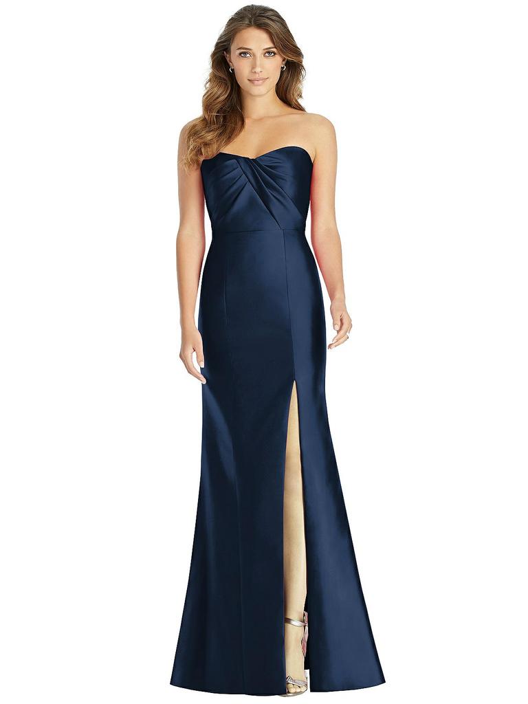 Alfred Sung Strapless Draped Bodice Trumpet Gown