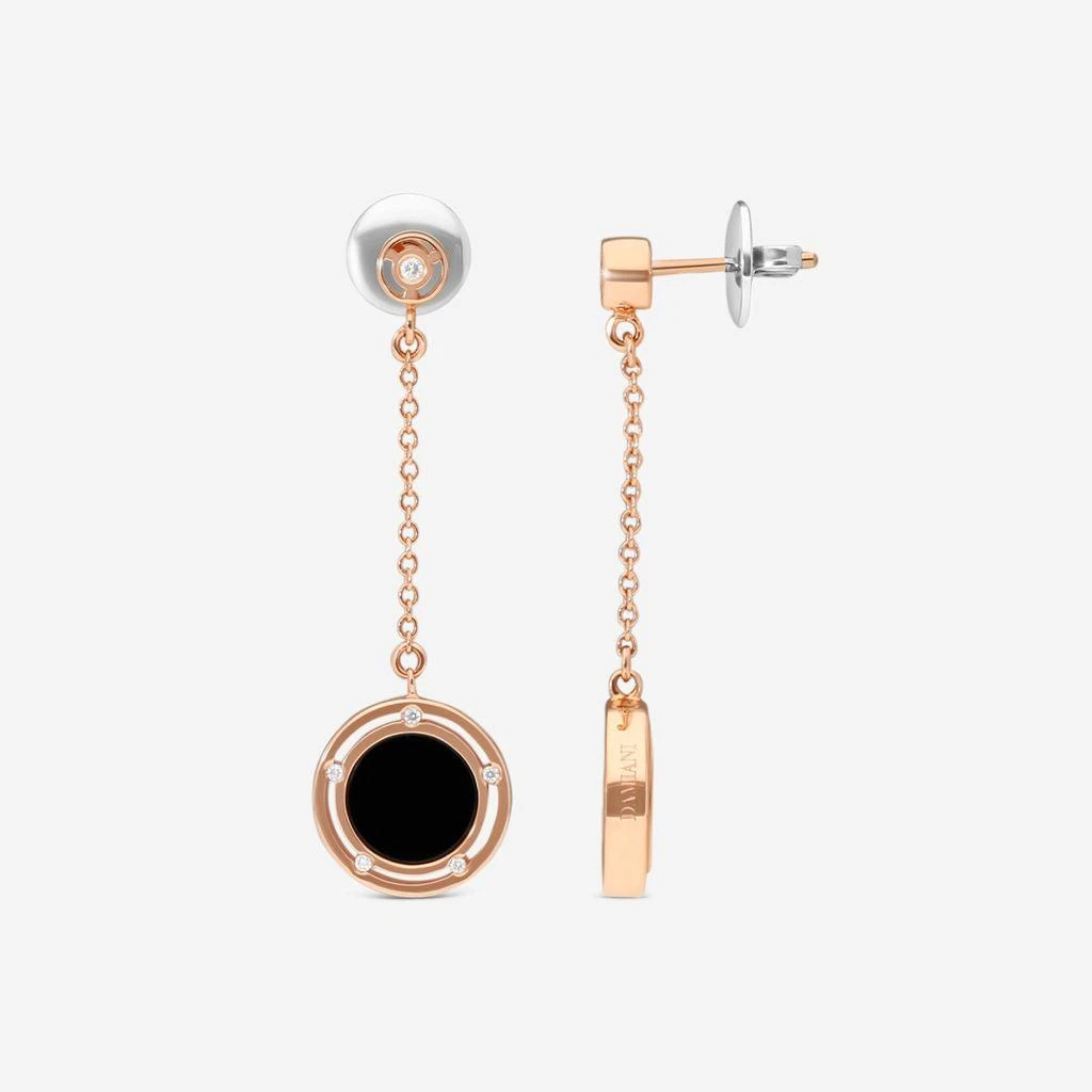 Damiani Damiani D. Side 18K Rose Gold Diamond 
Onyx Drop Earrings 20086900-copy 3