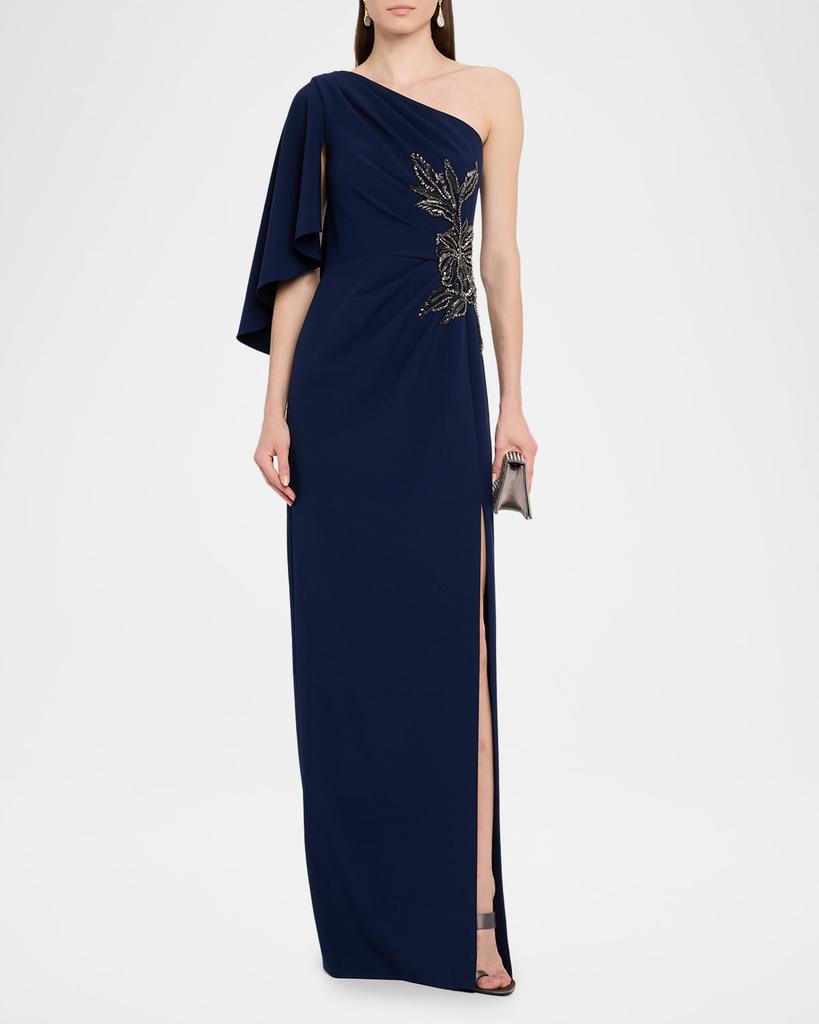 Theia Giuliana Embellished Crepe Column Gown