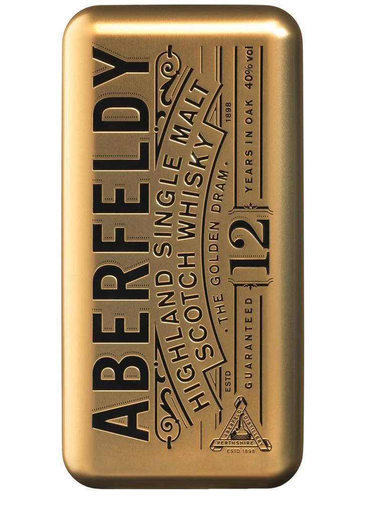 ABERFELDY 12 Year Old Single Malt Scotch Whisky Gold Bar Gift Tin 3