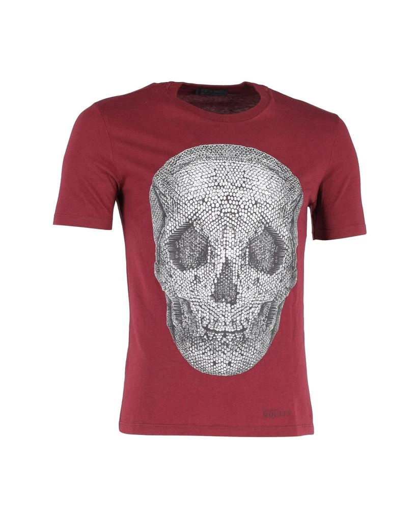 Alexander McQueen Alexander McQueen Skull Print T-Shirt in Burgundy Cotton 1