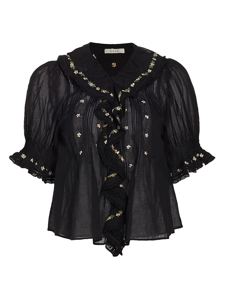 DÔEN Hettie Floral Pin-Tucked Cotton Top 1