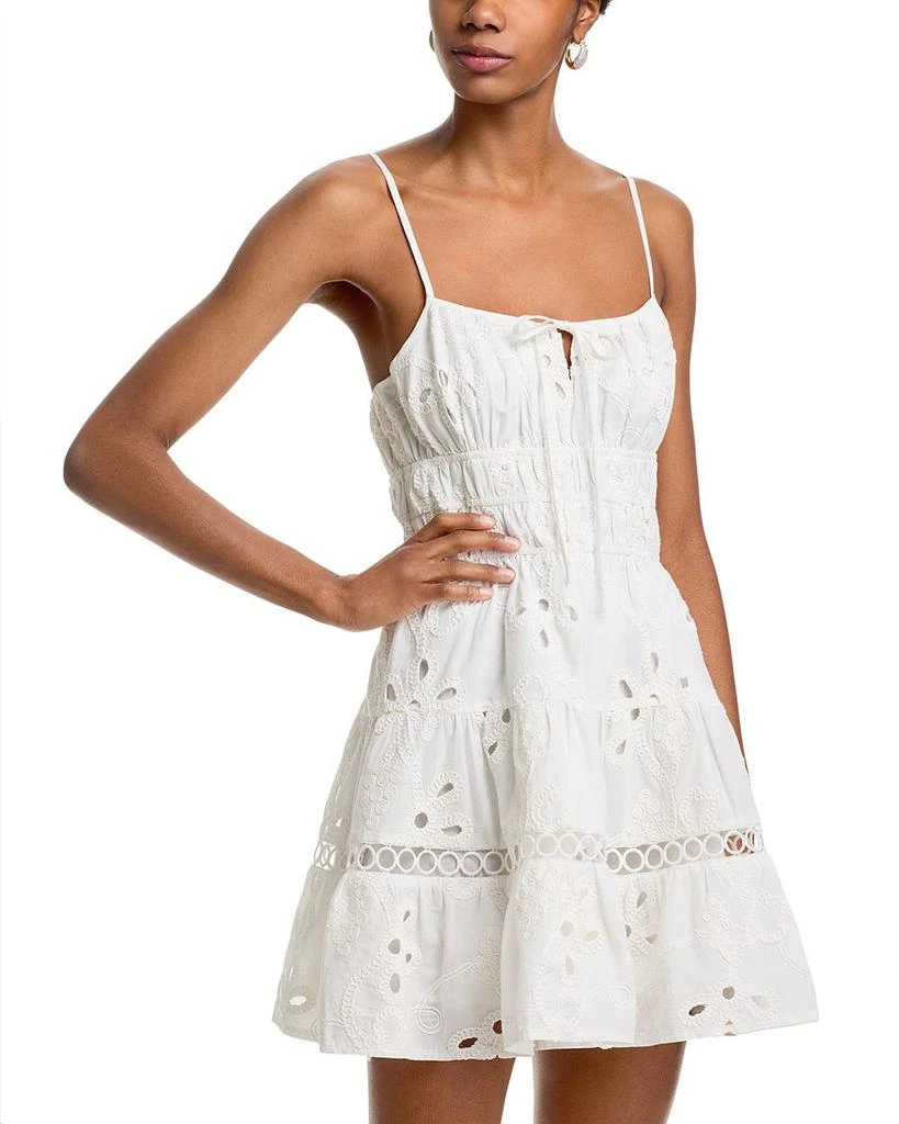 AQUA Tie Eyelet Mini Dress - Exclusive 1