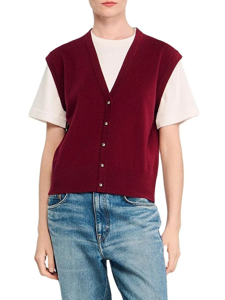 Sandro Two-Tone Wool and Cashmere Sweater 2
