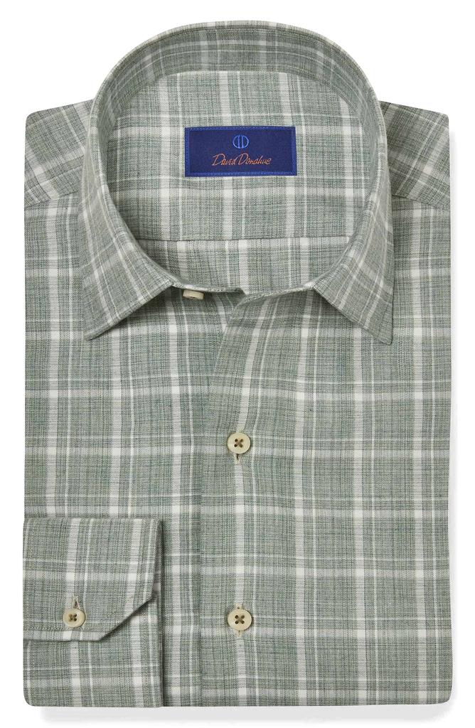 David Donahue Melange Twill Plaid Sport Shirt